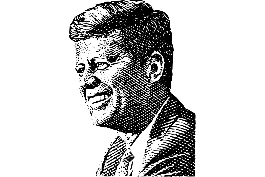 Kennedy Black and White Illustration of John F. Kennedy.