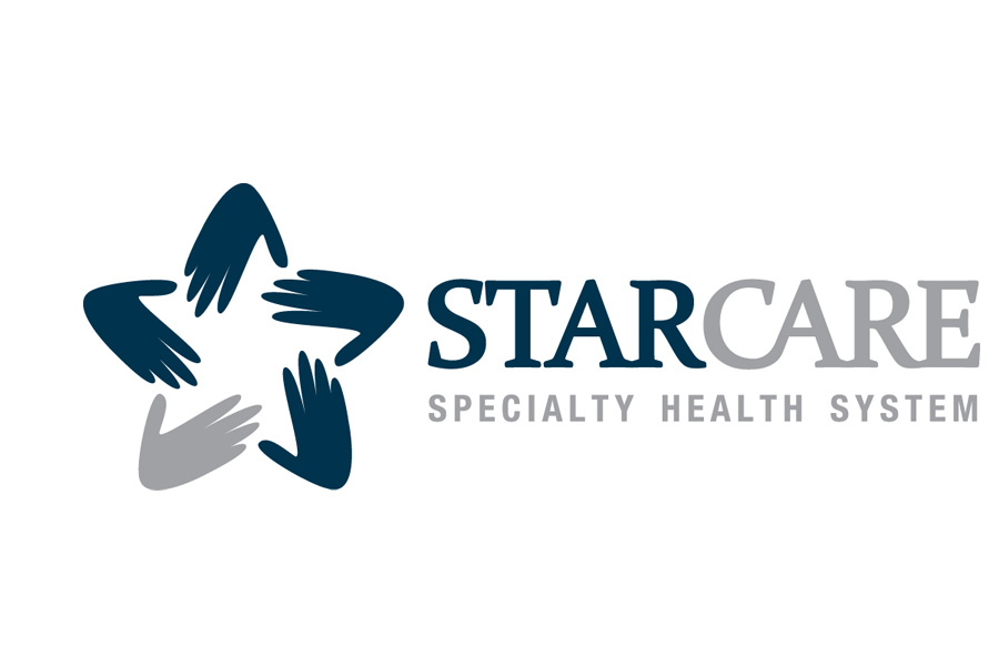Old Sta Care Logo Greyscale Star Care logo with star formed by 5 hand icons